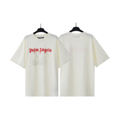 Palm Angels Red Drip Gothic Logo Front Print Oversized T‑Shirt