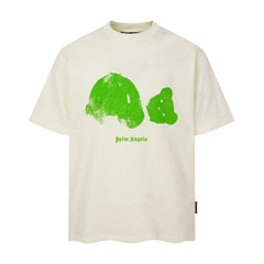 PALM ANGELS GREEN DISTRESSED BEAR OFF‑WHITE OVERSIZED T‑SHIRT