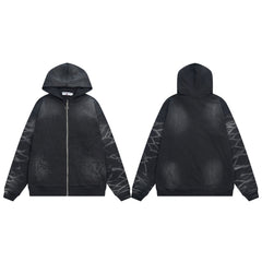 Vale Forever Black Vintage Wash Graphic Full Zip Hoodie