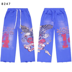 Vale Forever Blue Vintage Eagle Graphic Wide Leg Sweatpants