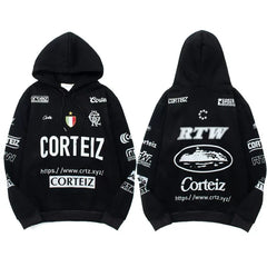 Corteiz All-Over Multi-Logo Heavyweight Hoodie - Black