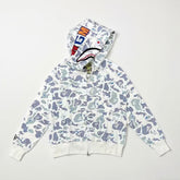 A BATHING APE ABC Camo Shark Full Zip Hoodie Blue White