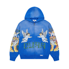 DUAA CHERUB TIGER VINTAGE WASH FULL ZIP HOODIE