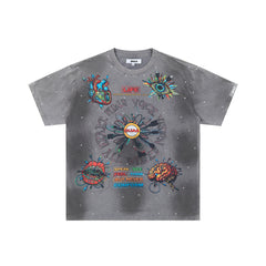 DUAA ALL WIRED ANATOMY ART RHINESTONE VINTAGE WASH T‑SHIRT