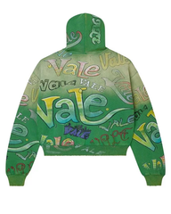 Vale Forever All-Over Vale Graffiti Print Vintage Wash Full-Zip Hoodie green