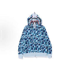 Bape Blue Camo Double Shark Full Zip Hoodie