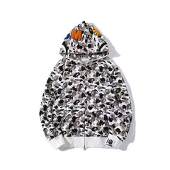 BAPE Shark Full Zip Hoodie White Camo Edition