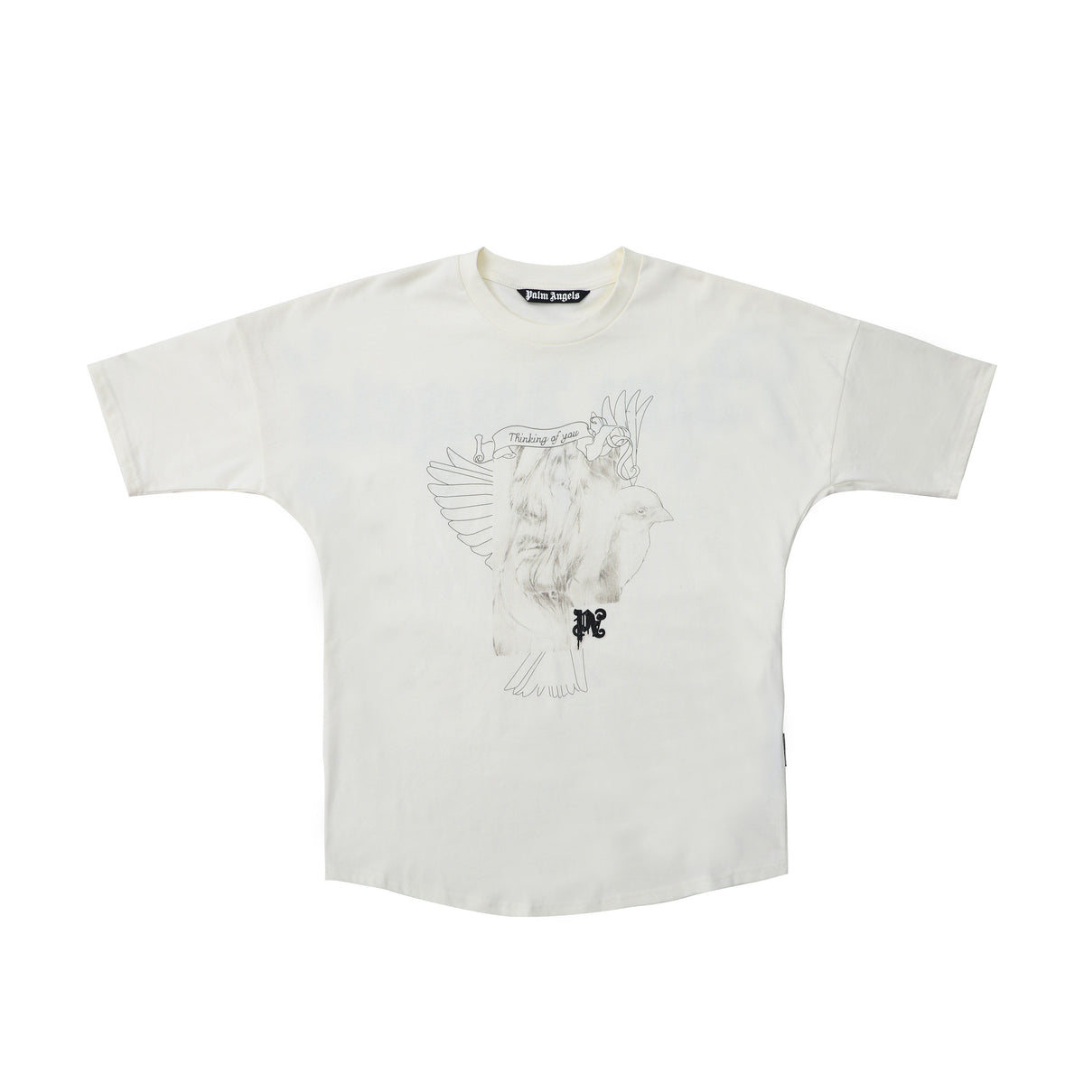 PALM ANGELS DOVE GRAPHIC OVERSIZED OFF‑WHITE T‑SHIRT