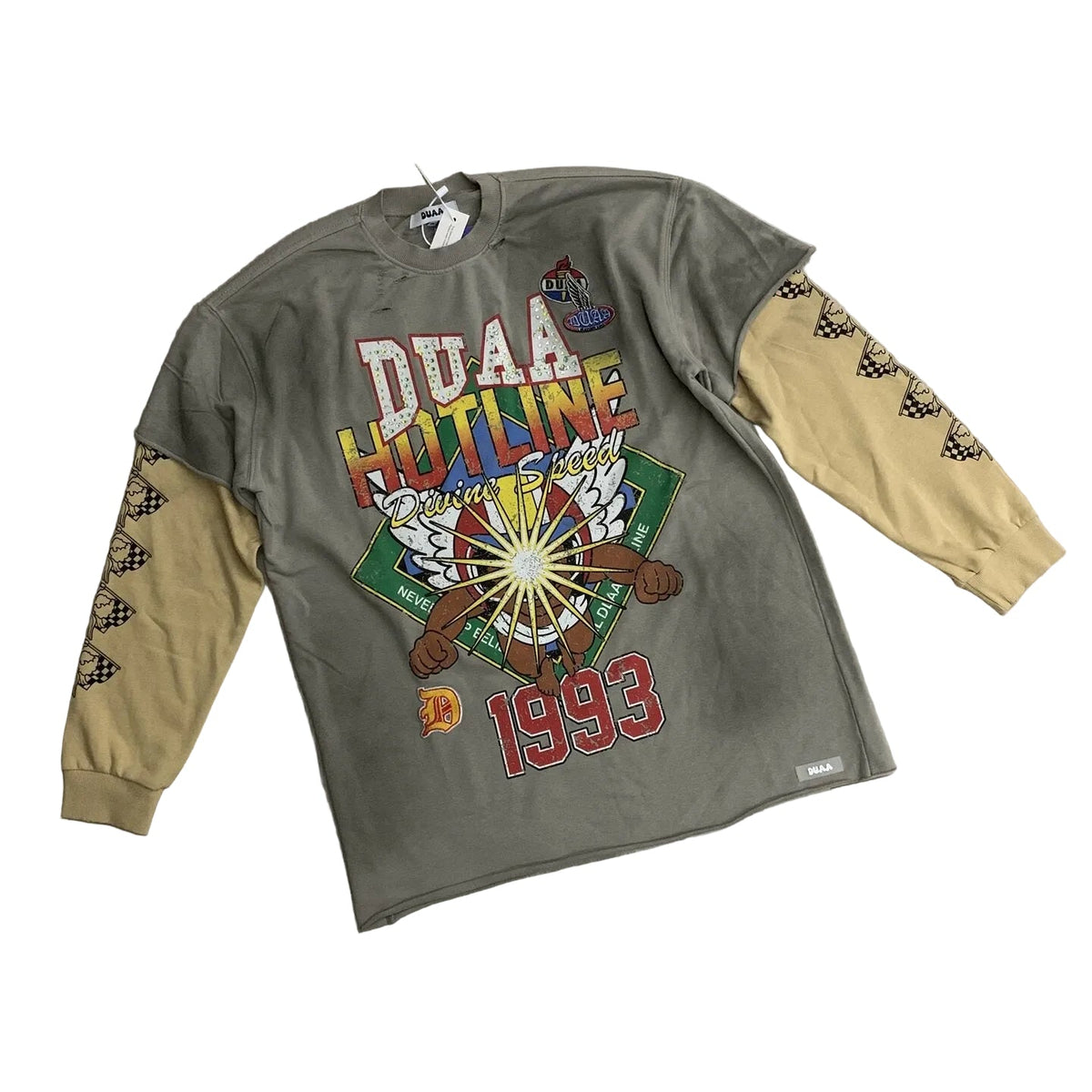 Duaa Retro 1993 Hotline Graphic Layered Long Sleeve Tee