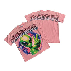 Duaa Forever Alien Peace Graphic Pink T-Shirt
