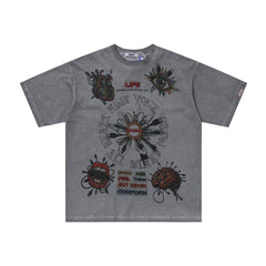 Duaa All Wired Anatomy Graphic Rhinestone Short Sleeve Tee
