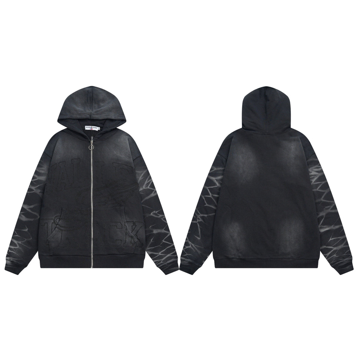 Vale Forever Black Vintage Wash Graphic Full Zip Hoodie