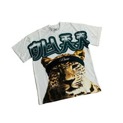 Duaa Leopard Head Graphic Rhinestone Oversized Short Sleeve Tee