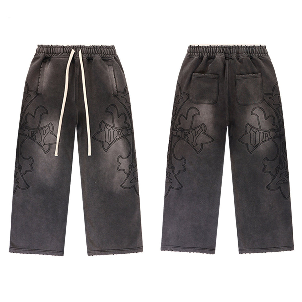 Vale Forever Washed Embossed Graphic Wide Leg Sweatpants