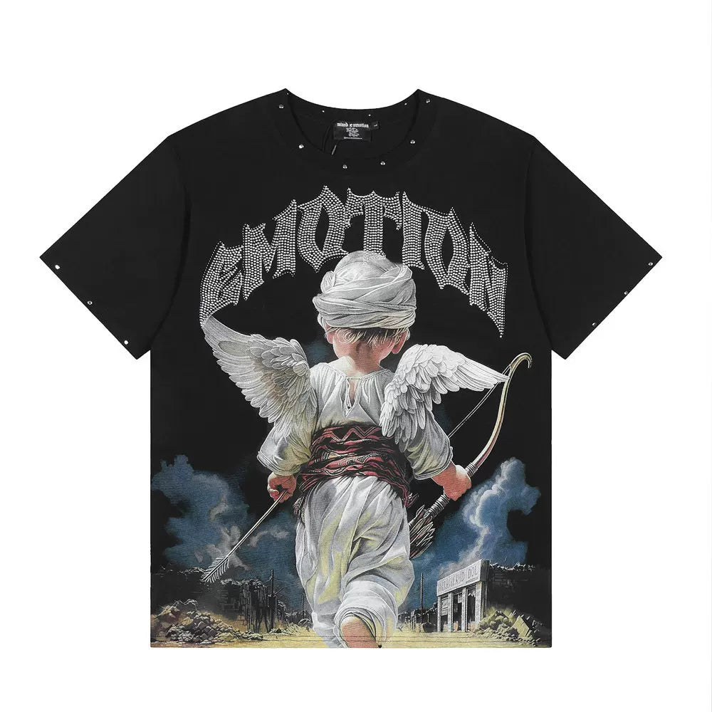 Mixed Emotion Warrior Angel Gothic Graphic Vintage Tee