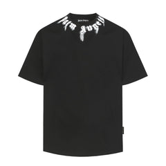 PALM ANGELS NECK LOGO PRINT OVERSIZED SHORT SLEEVE T‑SHIRT