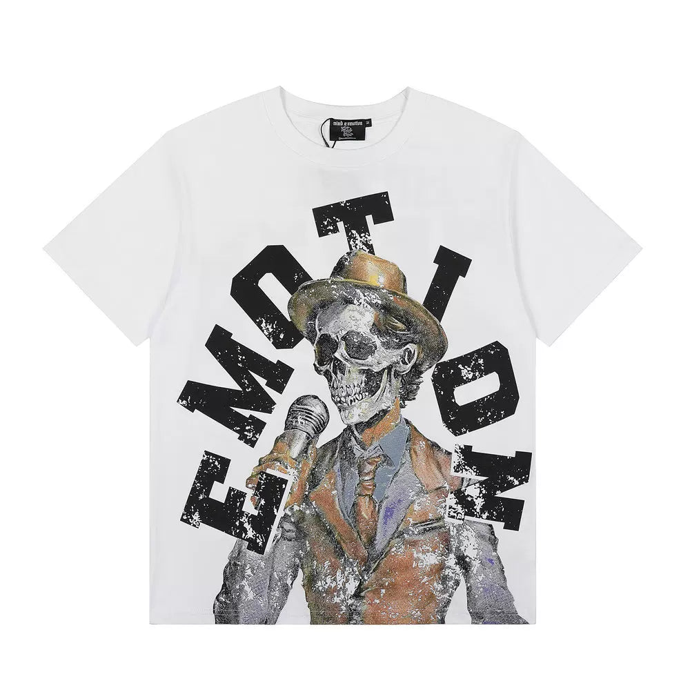 Mixed Emotion Singer Skull Retro Music Graphic Tee