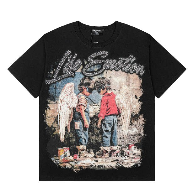 Mixed Emotion Two Winged Kids Retro Graphic Tee