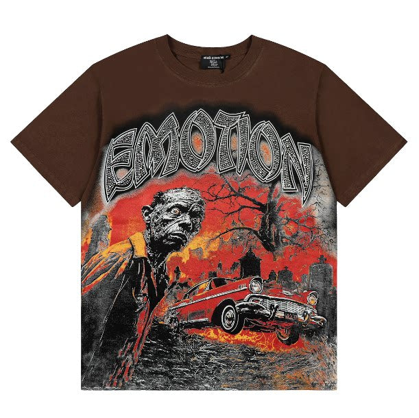 Mixed Emotion Brown Red Sky Apocalyptic Scene Retro Tee