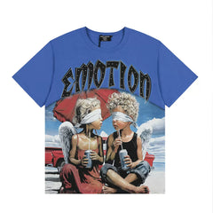 Mixed Emotion Blue Blindfolded Cherubs Retro Tee