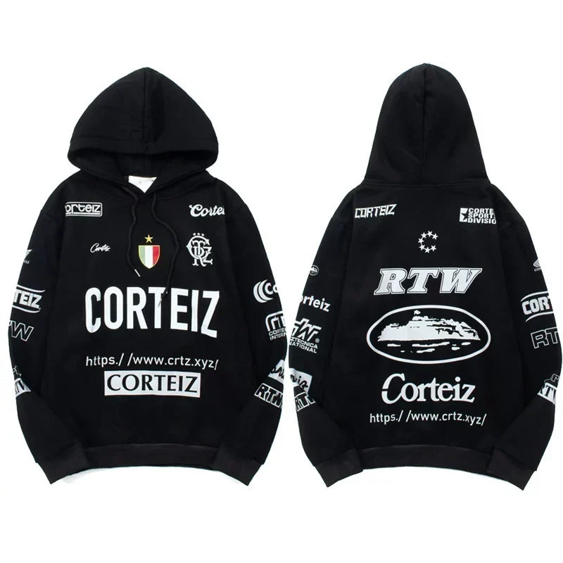 Corteiz All-Over Multi-Logo Heavyweight Hoodie - Black