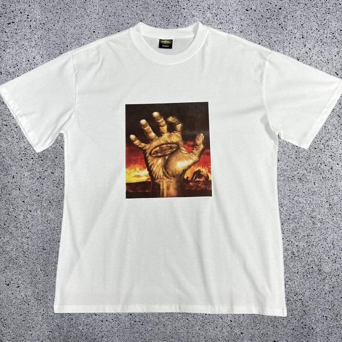 Corteiz Fiery Hand Graphic Tee – White