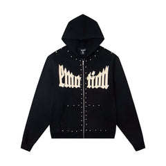 Mixed Emotion Black Studded Gothic Zip Up Hoodie