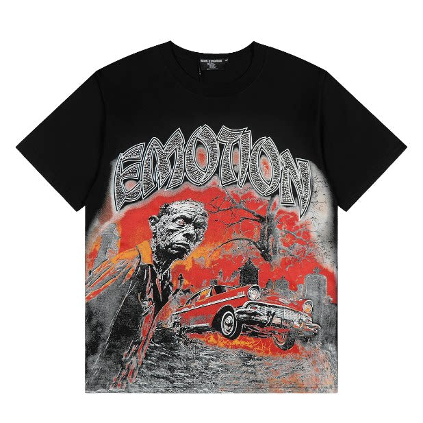 Mixed Emotion Red Sky Apocalyptic Scene Retro Graphic Tee