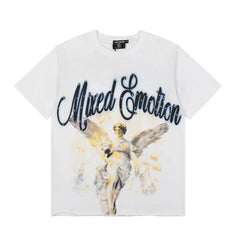 Mixed Emotion Winged Angel Statue Retro Graphic Tee