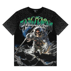 Mixed Emotion Skeleton Astronaut Rhinestone Retro Tee