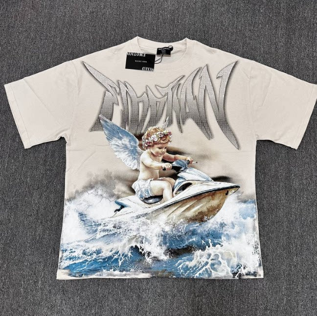 Mixed Emotion Jet Ski Cherub Retro Graphic Tee