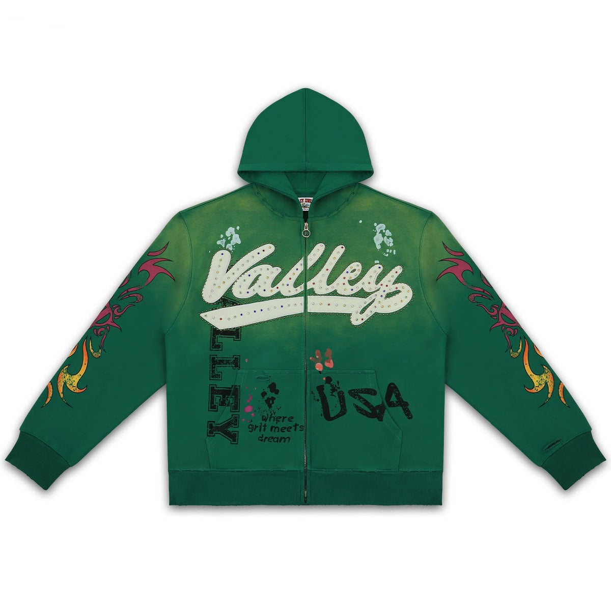 Vale Forever Valley & USA Graphic Vintage Wash Full-Zip Hoodie