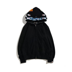 Bape Black Solid Double Shark Full Zip Hoodie