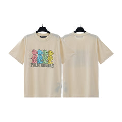 PALM ANGELS MULTICOLOR BEARS GRAPHIC T‑SHIRT CREAM
