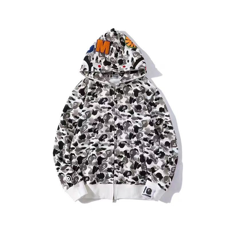 BAPE Shark Full Zip Hoodie White Camo Edition