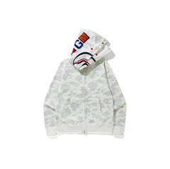 Bape White Camo Double Shark Full Zip Hoodie
