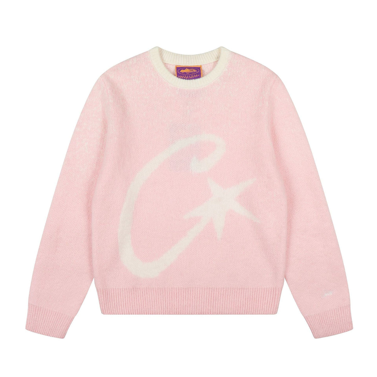 Corteiz C‑Star Jacquard Crew Neck Pink Knit Sweater