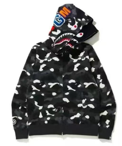 BAPE Black Camo Double Shark Full Zip Hoodie