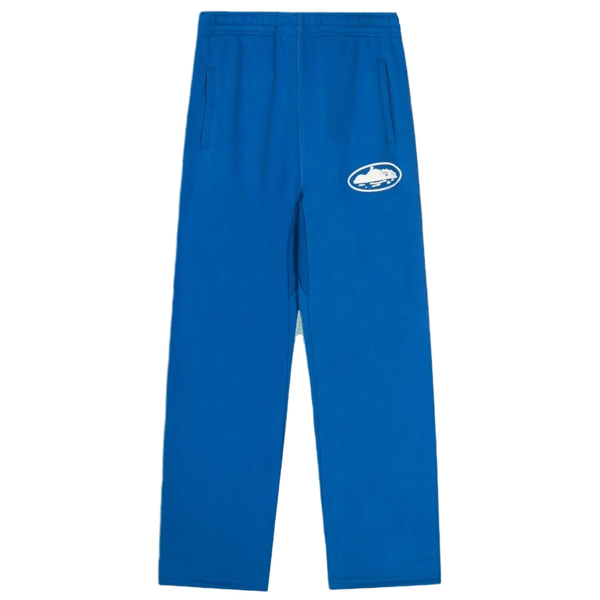 Corteiz Oval Island Logo Drawstring Straight‑Leg Blue Sweatpants